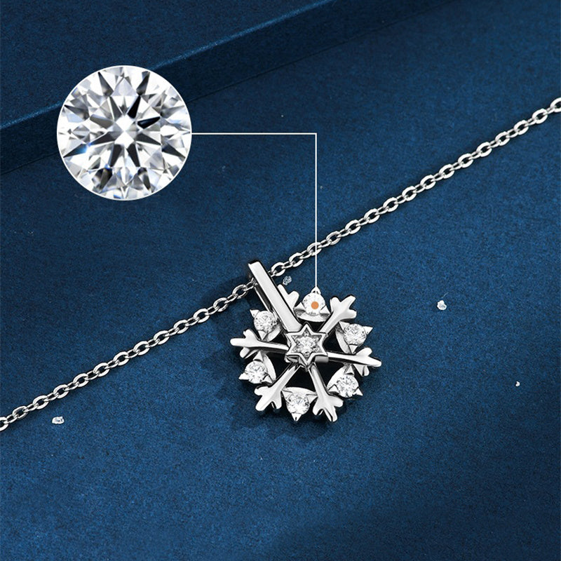 Rotatable 925 Silver Snowflake Necklace Women Luxury Niche Design Shiny Rhinestone Jewelry Autumn And Winter Birthday Gift For Friends The Emporium