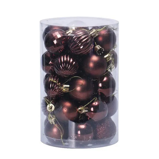34-piece set of 4cm red Christmas ball ornaments in clear plastic container