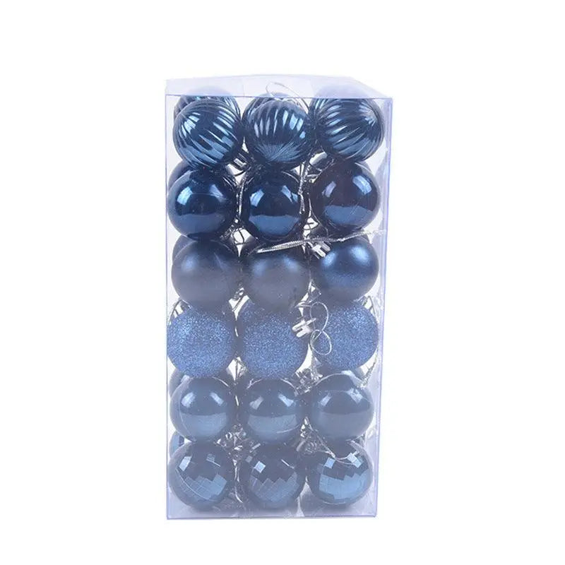 36-piece blue Christmas ball ornament set 4cm tree decorations in clear box