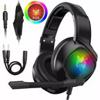 Black over-ear gaming headset for Xbox with RGB lighting, noise-cancelling mic, and 3.5mm connection