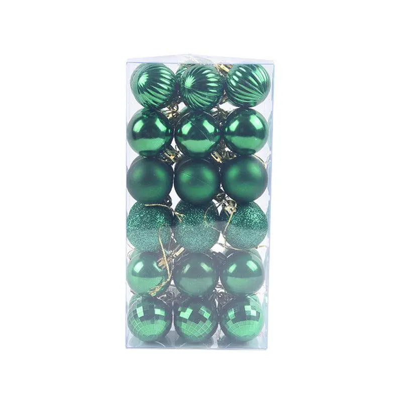 36-piece green Christmas ball ornament set 4cm tree decorations varied finishes