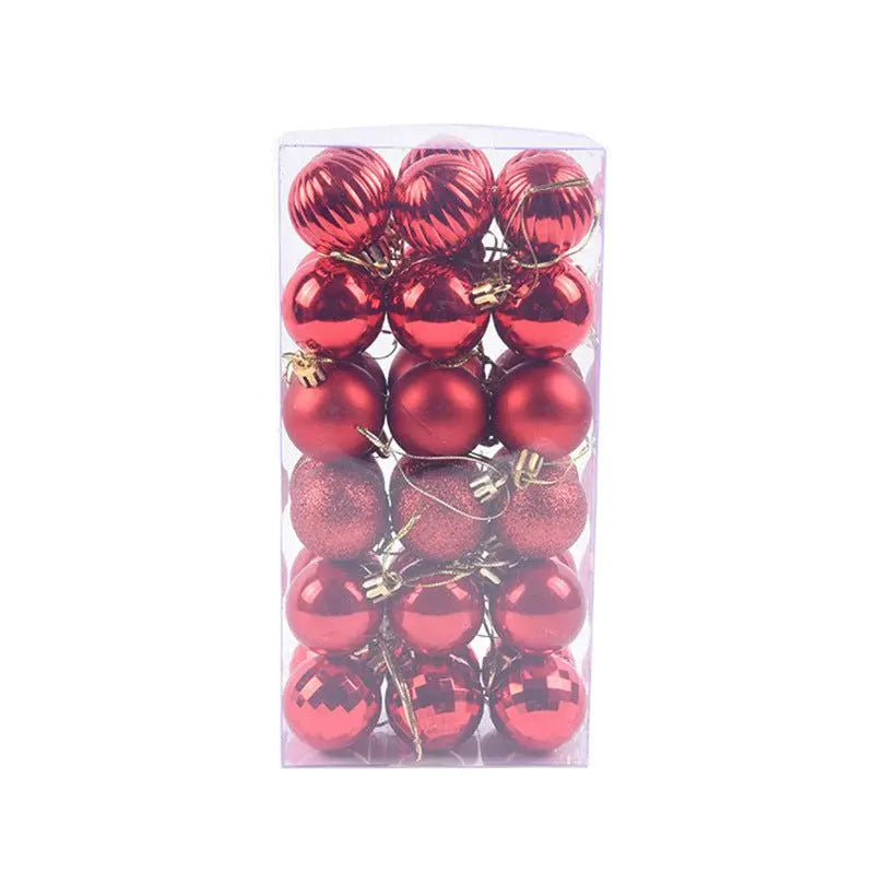 36-piece red Christmas ball ornament set for tree decoration in 4cm size