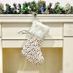 Luxury White Plush Hanging Stocking with Gold Gilding Beckett