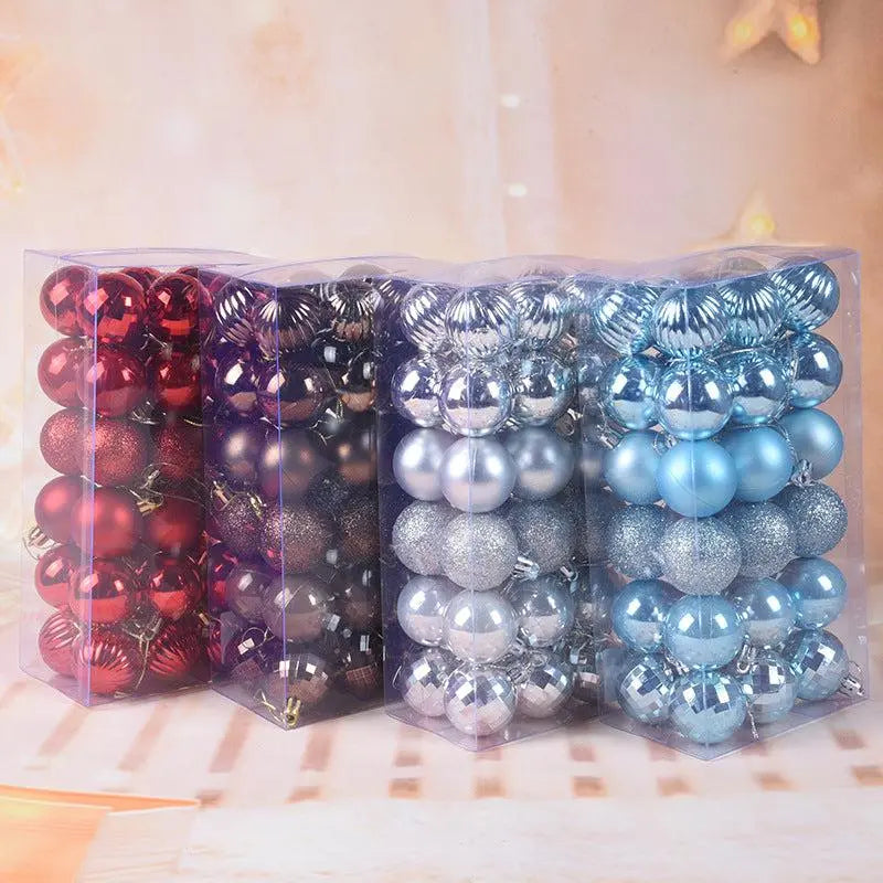 36-piece Christmas ball ornament set in assorted colors with 4cm diameter balls for tree decoration