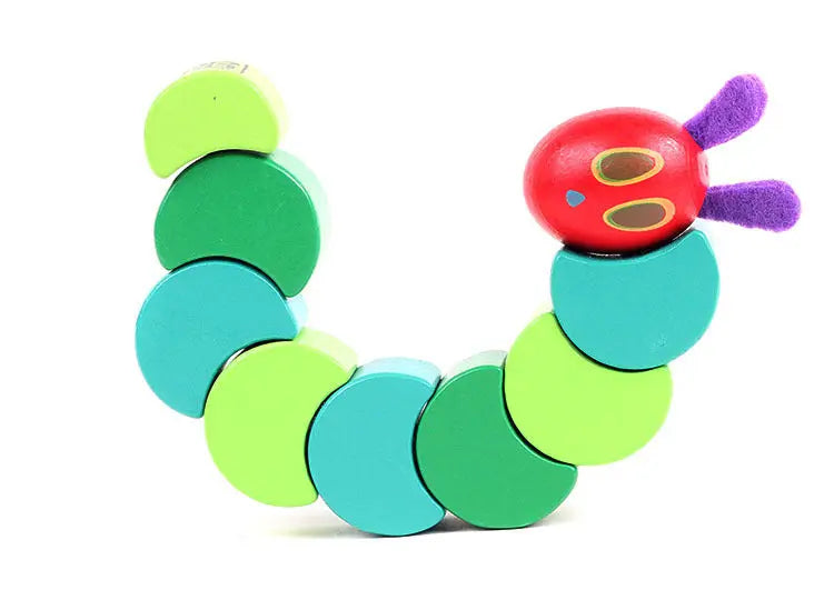 Colorful toy caterpillar on a white background