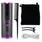 USB Rechargeable Portable Automatic Ceramic Hair Curler - LCD Display null