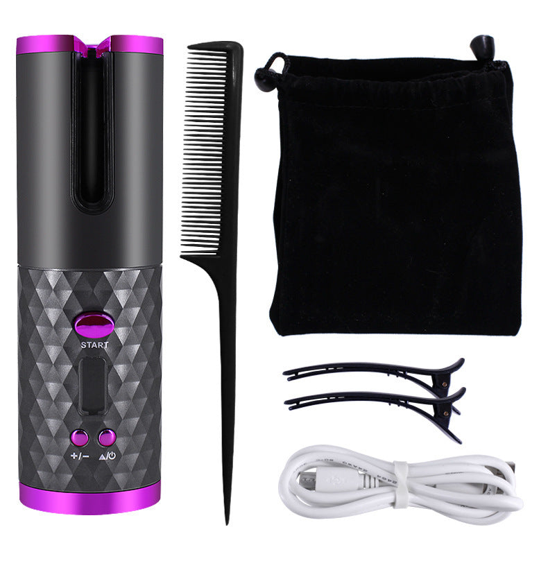 USB Rechargeable Portable Automatic Ceramic Hair Curler - LCD Display null