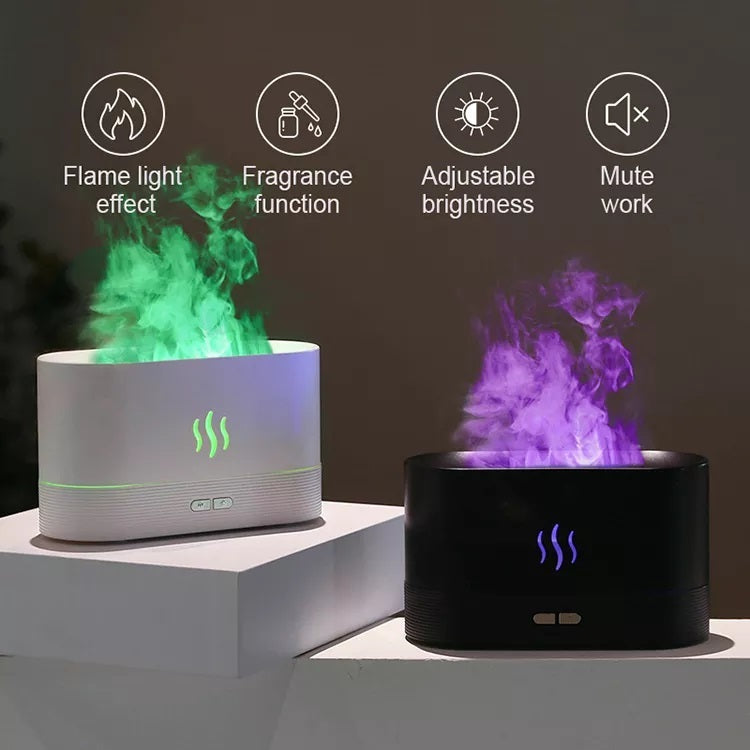 USB Ultrasonic Flame Humidifier Led RGB Colorful Essential Oil Fire Flame Aroma Diffuser The Emporium