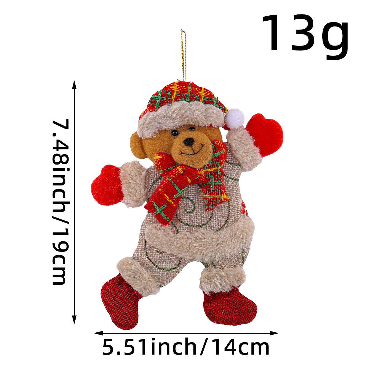 Festive Christmas Tree Ornaments - Santa, Snowman, Reindeer & Bear Figures With Red & White Scarves, Golden Balls & Red Bows - Perfect For Holiday Decor, Christmas Decorations The Emporium