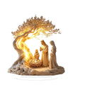 Jesus Tree of Life acrylic ornament with illuminated nativity scene and modern decorative design