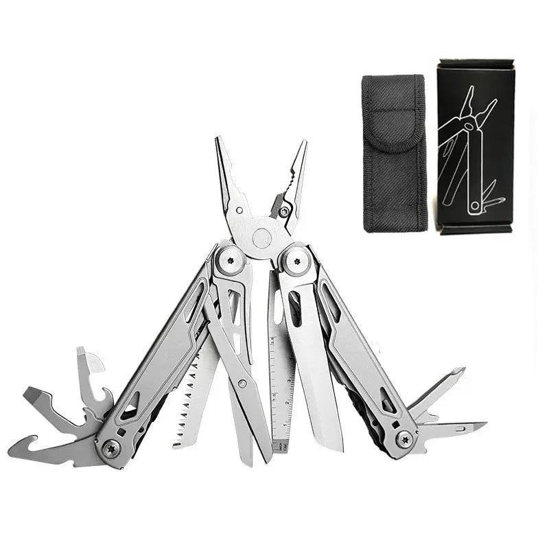 Foldable multitool pliers with scissors screwdriver wire cutters saw stainless steel compact outdoor tool