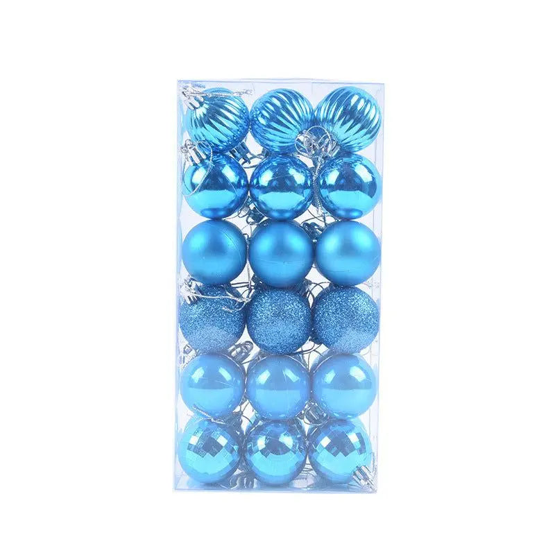 36-piece Christmas ball ornament set in assorted blue shades, 4cm diameter, lightweight and durable holiday tree decorations
