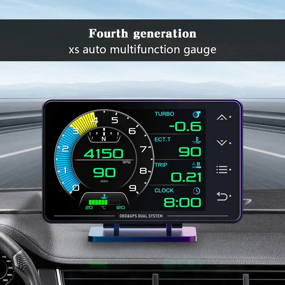 Fourth generation xs auto multifunction gauge on a car dashboard