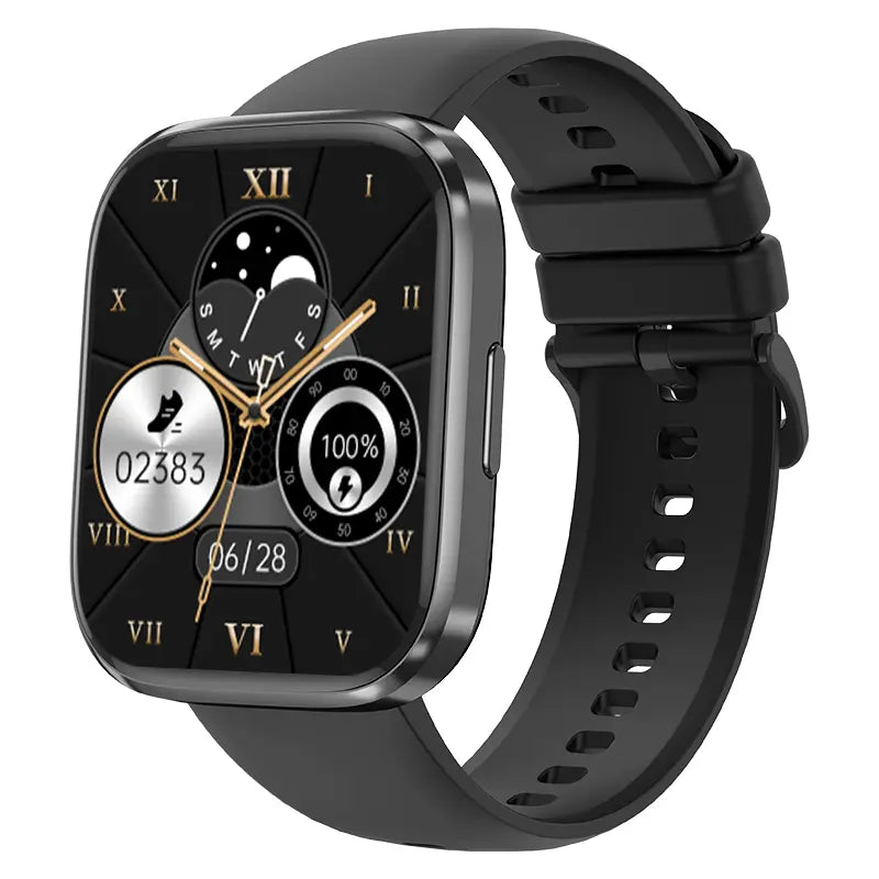 Smart Watch 1.96"HD with Bluetooth calling, fitness tracker, and heart rate monitor in black design