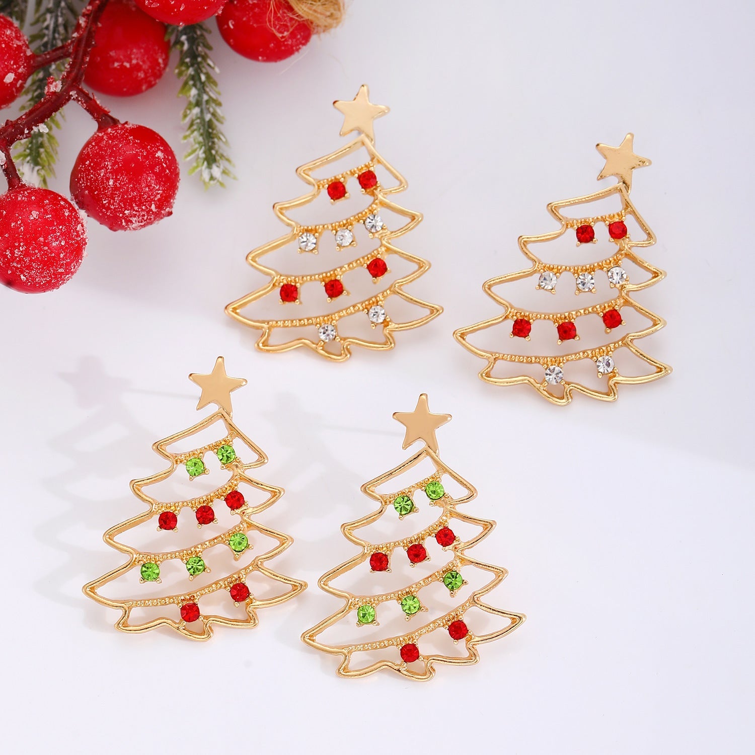 Christmas Earrings With Christmas Tree Colorful Zircon Christmas Tree Earrings  For Women Personality Earrings Party Jewelry Christmas Gift The Emporium