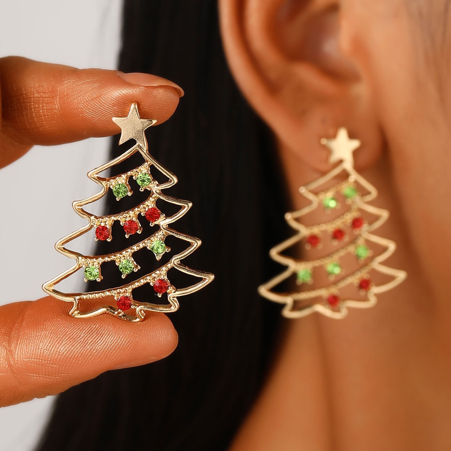 Christmas Earrings With Christmas Tree Colorful Zircon Christmas Tree Earrings  For Women Personality Earrings Party Jewelry Christmas Gift The Emporium