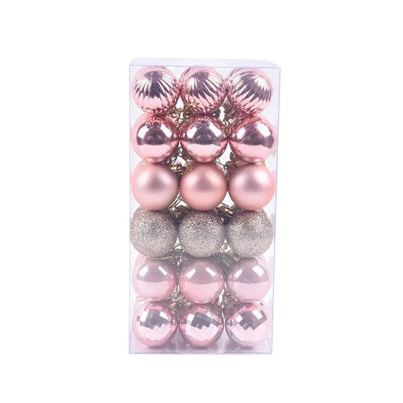 36-piece rose gold Christmas ball ornament set in assorted finishes, 4cm diameter, lightweight and durable for tree decoration