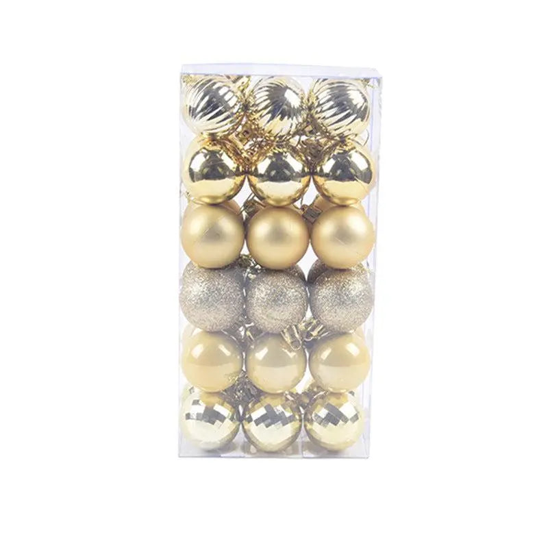 36-piece gold Christmas ball ornament set in assorted finishes, 4cm diameter, for holiday tree decorating