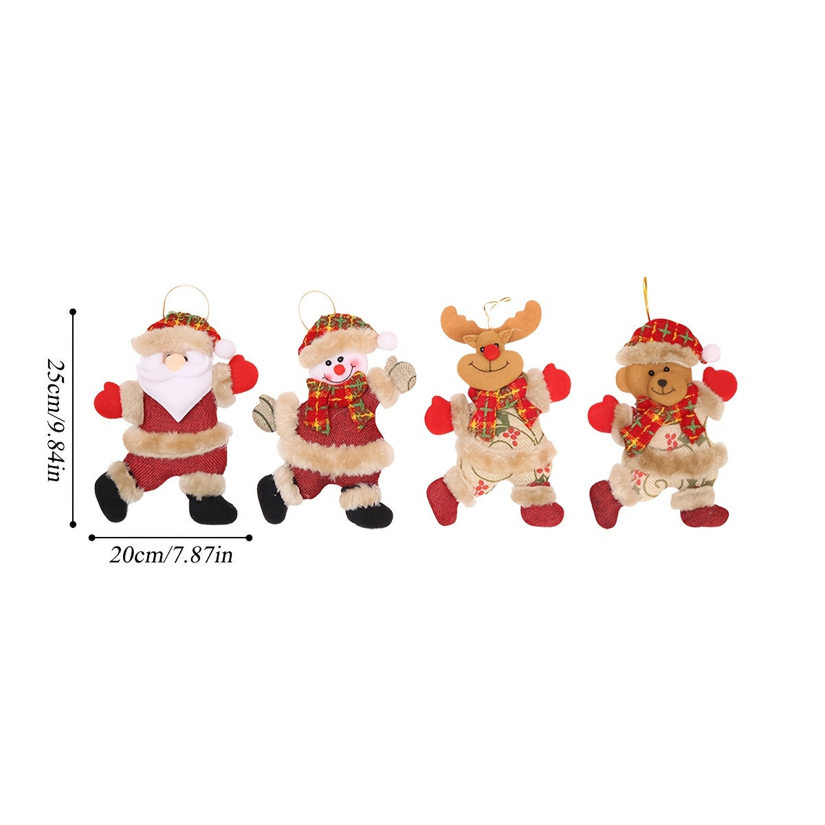 Festive Christmas Tree Ornaments - Santa, Snowman, Reindeer & Bear Figures With Red & White Scarves, Golden Balls & Red Bows - Perfect For Holiday Decor, Christmas Decorations The Emporium