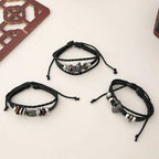 Classic Leather Bracelet Set | 6-Piece Stackable Unisex Jewelry