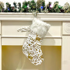 Luxury White Plush Hanging Stocking with Gold Gilding Beckett