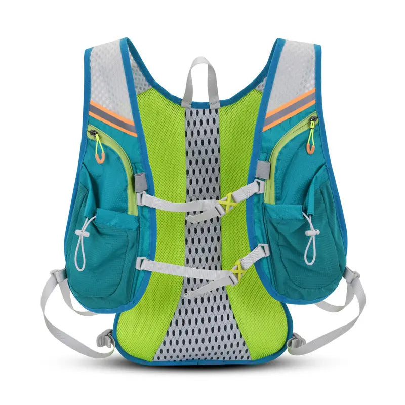 Water-resistant nylon 15L cycling backpack with breathable back and multiple pockets for outdoor activities
